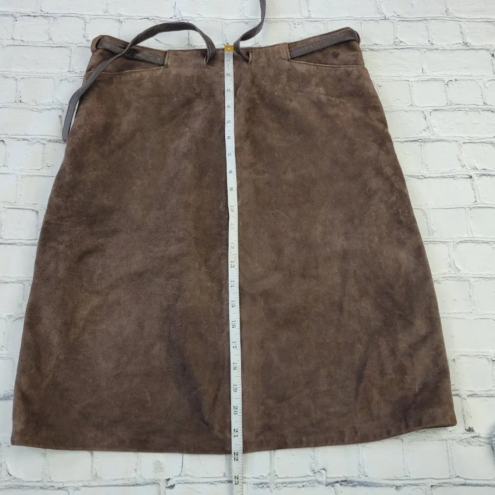 INC International Concept Woman’s brown genuine suede leather skirt size 6 - Picture 4 of 13